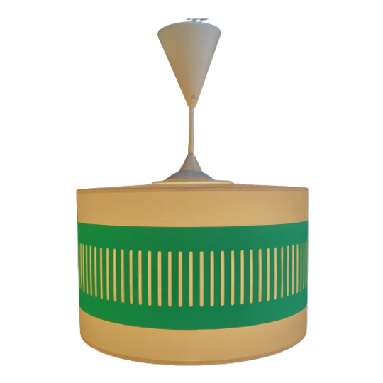 White And Green Plastic Pendant Lamp 1970s 1