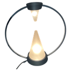 Vintage Memphis Style Desk Lamp - Two Piramids Inside A Metal Circle thumbnail 1