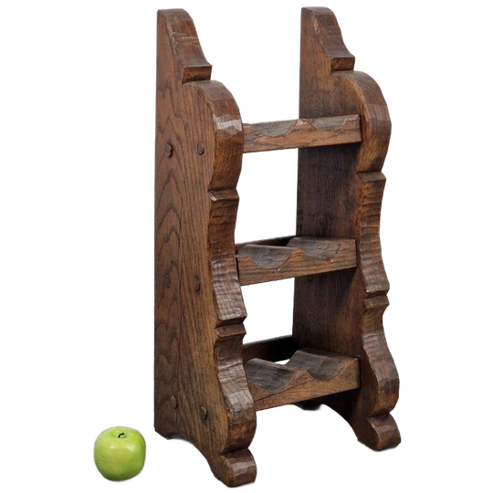 Vintage Eiken Brutalist Houten Wijnrek Japandi 1960 1
