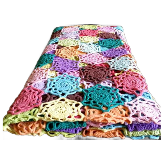 Vintage Kleurrijke Cotton Candy Crochet Sprei Jaren '70 1