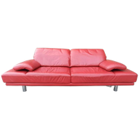 Vintage Postmodern Rolf Benz Leren Bank, 260 Cm, Rood