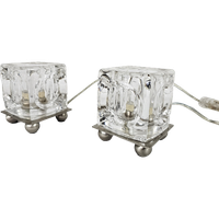 Vandeheg - Kubus - Glazen Ice Lampen - Set (2) - Glas - Metaal - Halogeen - 90'S