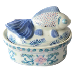 Vintage Schaal/terrine Koi Vis Chinees Porselein, Jaren '70. thumbnail 1