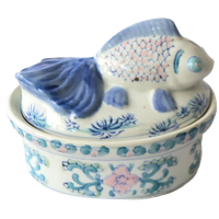 Vintage Schaal/terrine Koi Vis Chinees Porselein, Jaren '70.