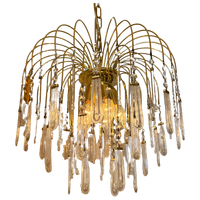 Vintage Murano Hanglamp Met Murano Boog Kristallen Pegels