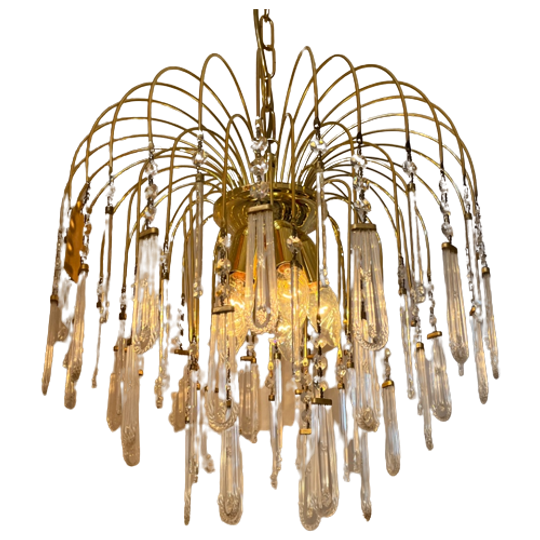 Vintage Murano Hanglamp Met Murano Boog Kristallen Pegels 1