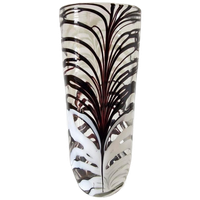 Vintage Glazen Vaas Mondgeblazen Zwart Witte Vaas