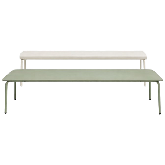 Serax | August Tuinset: Lage Aluminium Tafel Groen + Bankje – Zand 1