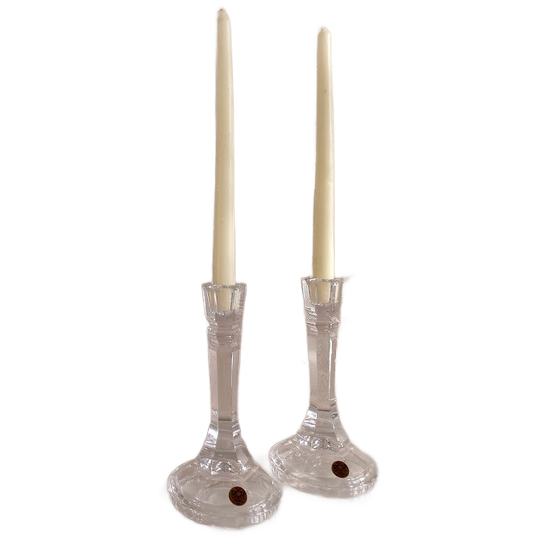Elegante Italiaanse Vintage Loodkristallen Kaarsenhouders. Rcr Italia. 1
