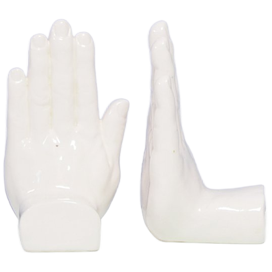 Set X2 Witte Porseleinen Boekensteun Handen 1