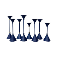 Set Of 8 Blue Memphis Style Candle Sticks , 1980S