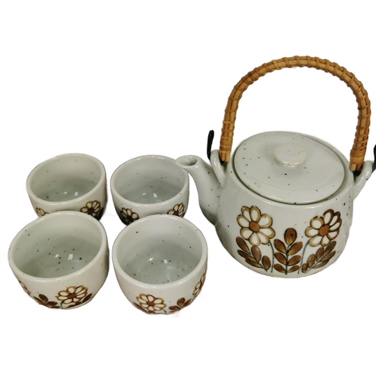Vintage Keramiek Theeservies. Theepot En Kop En Schotels 1