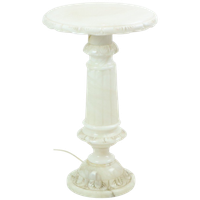 Vintage Verlichte Bijzettafel Zuil Pilaar Lamp Albast Natuursteen