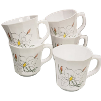 Arcopal France Octagone Bekers Met Bloemmotief (5X)