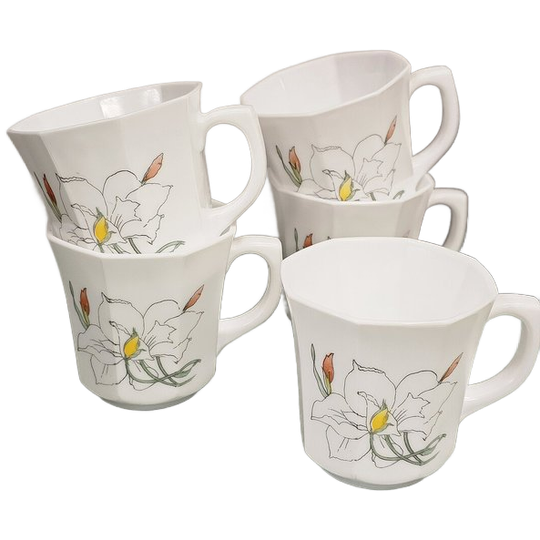 Arcopal France Octagone Bekers Met Bloemmotief (5x) 1