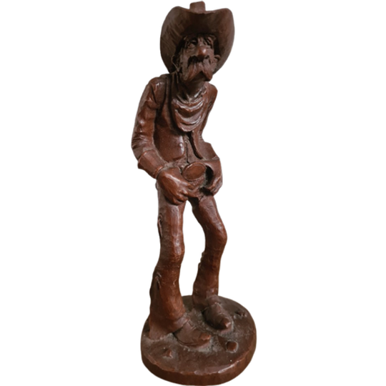 Handgemaakt Houten Beeldje Van Een Oude Cowboy - R. Wetherbee Jr. 86 1