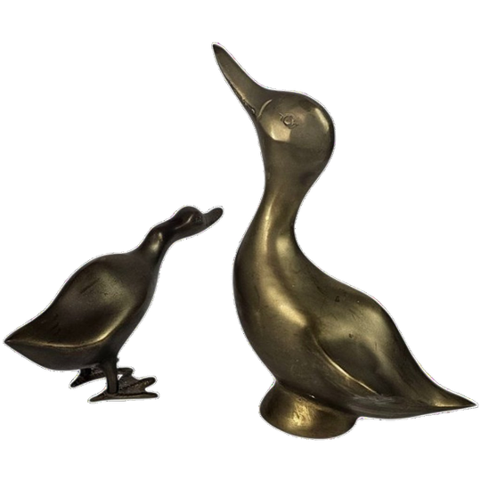 Vintage - Messing - Decoratieve Beeldjes (2) - Eenden - 70s 1