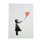 Offset Litho Naar Banksy Girl With Balloon Rood 337/600 Kunstdruk thumbnail 1