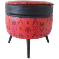 60's Vintage Poef Naaimand Opbergbox Retro Poefje