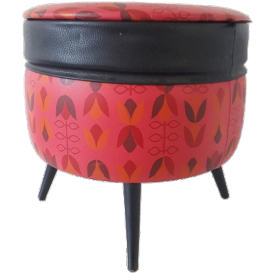 60's Vintage Poef Naaimand Opbergbox Retro Poefje 1