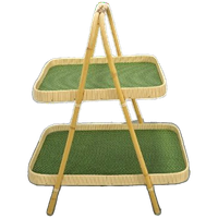 Rotan Dubbele Dienblad Met Groen Blad