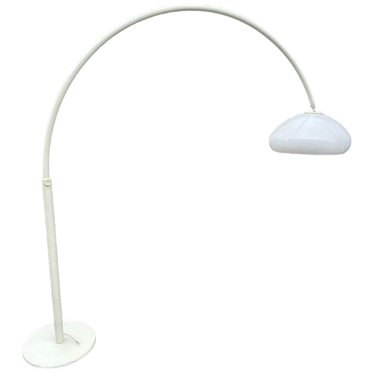 Vintage Gepo Booglamp - Witte Vloerlamp Met Melkwitte Kap 1