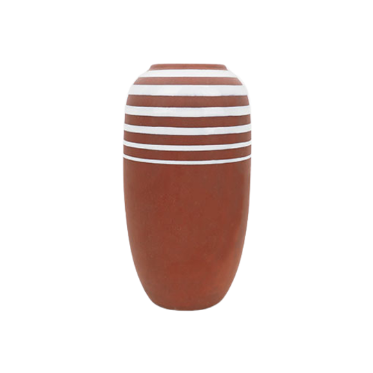Terracotta Vintage Vaasje Met Witte Strepen 1
