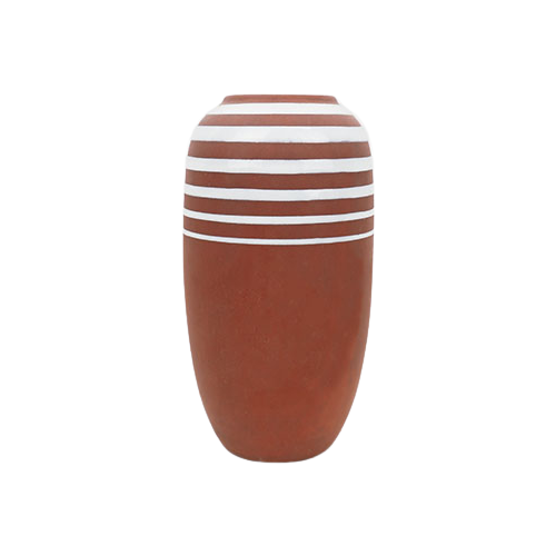 Terracotta Vintage Vaasje Met Witte Strepen