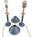Tafellamp - Bedlamp - Kastlamp - Blauw - Metaal - Met Kap - 2 Stuks. thumbnail 1