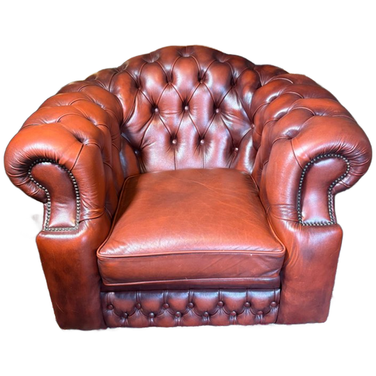 Vintage Leren Chesterfield Fauteuil – Herenfauteuil- Gentleman Club 1