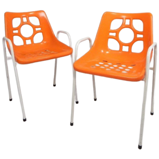 Set Van 2 Ddr Space-age Tuinstoelen, Jaren 70 1