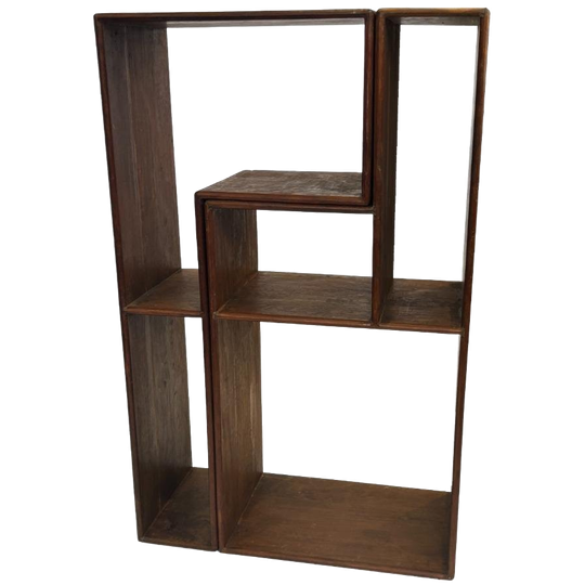 Vintage Wandkast Boekenkast 2 Delig Uniek Eikenhout Jaren 50 1