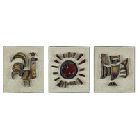 Keramische Wanddecoratie Haan - Zon - Uil' Van Paul Vermeire