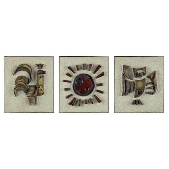 Keramische Wanddecoratie Haan - Zon - Uil' Van Paul Vermeire 1