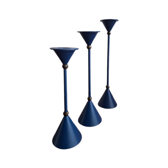 Vintage Set Van 3 Diabolo Kandelaars Memphis Milano Stijl 1