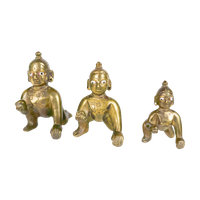 Vintage Mooie Messing Hindoe God Baby Krishna Standbeeld Decoratieve Figuur - Lord Little Baby Kr