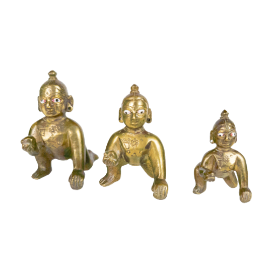 Vintage Mooie Messing Hindoe God Baby Krishna Standbeeld Decoratieve Figuur - Lord Little Baby Kr 1