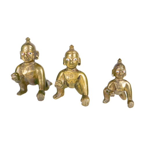 Vintage Mooie Messing Hindoe God Baby Krishna Standbeeld Decoratieve Figuur - Lord Little Baby Kr