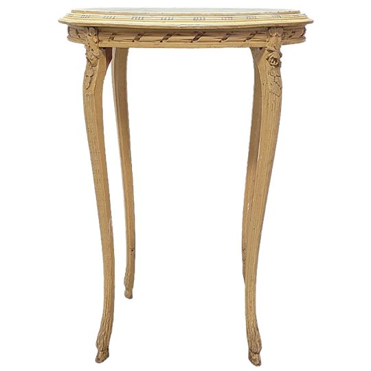 Frans Klassiek Ovale Bijzettafel Met Marmer, Eind 19e Eeuw 1