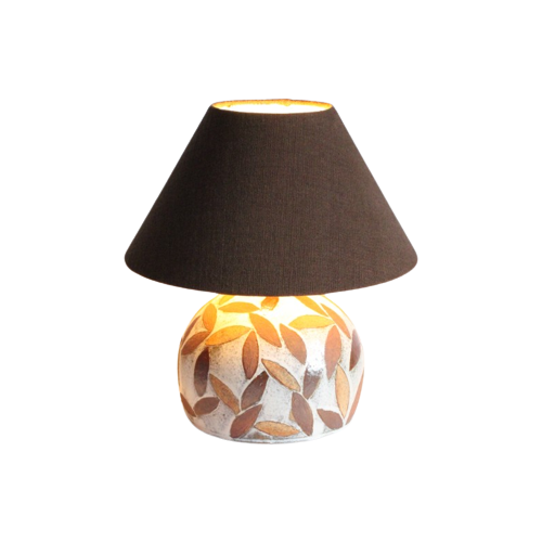 Studio Ceramic Table Lamp With Leaves, France 1960S