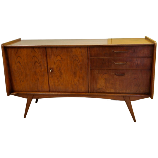 Vintage Teak Fineer Dressoir Lowboard Kast Kastje 1
