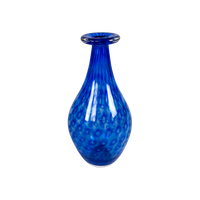 Murano - Flesvaas - Ingesloten Luchtbellen - Cobalt Blauw - Italie - 80'S