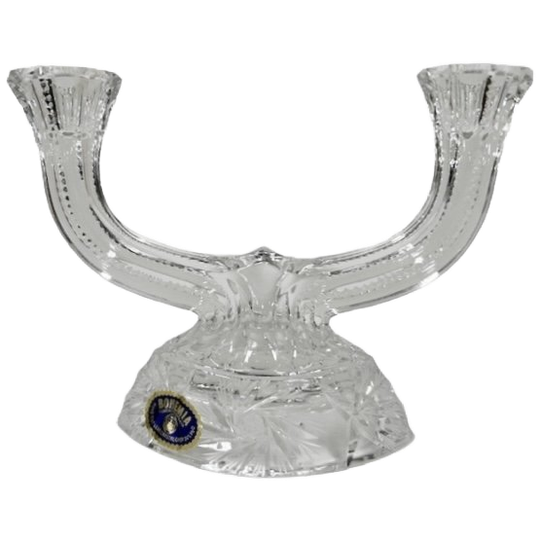 Vintage Kristallen Rossi Bohemia Kandelaar Geslepen Loodkristal 1930’s 1