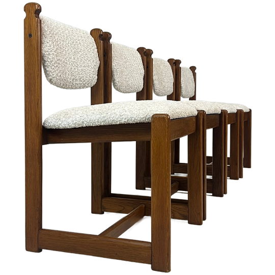 Set Of 4 Vintage Oak Dining Chairs 1