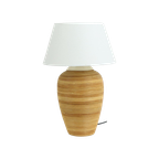 Vintage Rotan Keramiek Tafellamp Lamp Met Witte Lampenkap Landelijk thumbnail 1