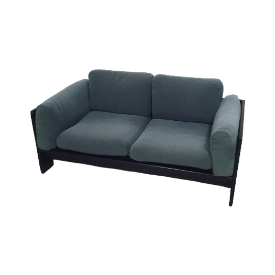 Two-seat Sofa “bastiano” From Afra & Tobia Scarpa For Gavina, Italy 60s. Black Solid Wood Frame A 1