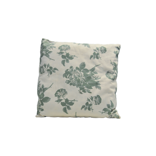 Beige Groen Gebloemd Kussen 1