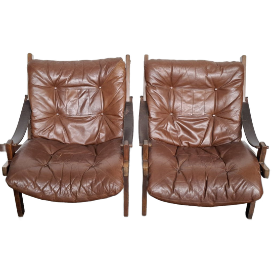2x Hunter Safari Fauteuil Door Torbjörn Afdal Voor Bruksbo Noorwegen, 1960s 1