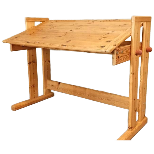 Vintage Grenen Design Kantelbaar Bureau Tekentafel 1