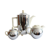 Art Deco Bauscher Koffie Set Chroom Drp, Nederlandsch Jaren '30